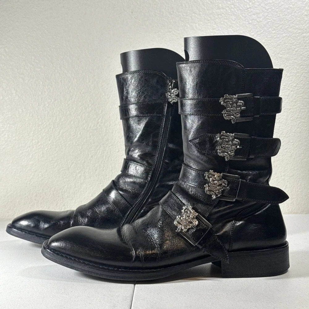 Vintage Mark Nason Dragon 🐉 Boots Mens Size 12 Black Leather Y2K Made In Italy